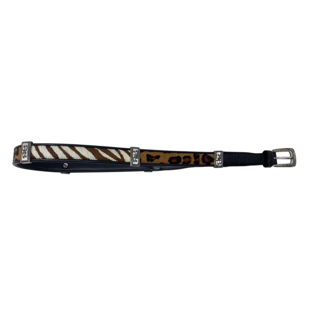 Brighton Animal Print and Black Leather Women's Belt Size M 30 Style Q3903